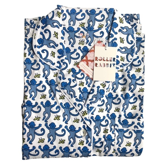 ROLLER Rabbit Blue Monkey Short Polo Pajamas - Picture 6 of 7